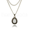 Teardrop Alloy Pave White Resin Pendant Double Layer Necklaces for Women FS-WG4C5DE-01-5