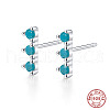 Platinum Rhodium Plated Sterling Silver Micro Pave Cubic Zirconia Stud Earrings for Women OU2217-6-1