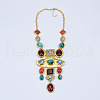 Oval Square Baroque Style Alloy & Colorful Resin Statement Bib Necklaces FS-WG6C445-01-2