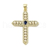 Rack Plating Brass Micro Pave Cubic Zirconia & Imitation Pearl Pendants KK-R163-02G-02-1