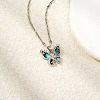 Fashionable Brass Pave Clear Cubic Zirconia Butterfly Pendant Necklaces HD0305-1-3