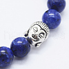 Natural Lava Rock and Lapis Lazuli Stretch Bracelets BJEW-E318-03C-2
