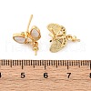 Brass Micro Pave Cubic Zirconia Shell Stud Earrings Findings KK-D363-01C-G-3