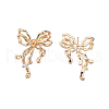 Brass Pave Clear Cubic Zirconia Stud Earring Findings KK-N232-438LG-A-1