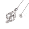 Non-Tarnish Stainless Steel Braided Chain Macrame Pouch Empty Stone Holder Dowsing Pendulums PALLOY-JF02738-03-4
