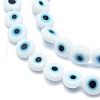 Handmade Evil Eye Lampwork Flat Round Bead Strands X-LAMP-L058-6mm-14-3