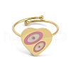 Ion Plating(IP) Heart 304 Stainless Steel Enamel Ring RJEW-A038-19G-03-3