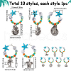 Starfish Synthetic Turquoise Wine Glass Charms AJEW-SC0002-39-2