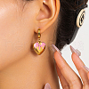 Stainless Steel Enamel Heart Hoop Earrings JM4431-3