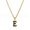 304 Stainless Steel Black Enamel Initial Pendant Twisted Chain Necklaces WG978E8-05-1