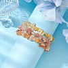 3Pcs Natural Red Aventurine & Natural Sunstone & Natural Topaz Jade Chip Beaded Stretch Bracelet Sets BJEW-JB10867-2
