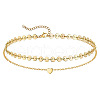 Summer Beach 201 Stainless Steel Sequin Link Chain Heart Link Double Layer Anklets for Women FS-WG8E132-08-1