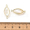 Brass Pave Natural White Shell Connector Charms KK-E794-01G-10-3