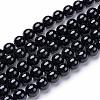 Natural Black Onyx Round Bead Strands G-T055-6mm-10-1