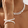 2Pcs Alloy Plastic Pearl Stretch Bracelets for Women BJEW-U011-03G-1