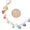 Round Shell Pearl & Natural Keshi Pearl Link Chain Necklaces NJEW-JN05332-3