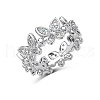 Anti-Tarnish Clear Cubic Zirconia Butterfly Finger Rings RJEW-Q814-12P-1