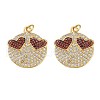 Brass Micro Pave Red & Clear Cubic Zirconia Pendants ZIRC-SZ0001-25-1