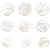 BENECREAT 240Pcs 3 Style Capiz Shell Pendants SHEL-BC0001-015-1