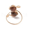 Round Gemstone Braided Open Cuff Ring RJEW-JR00491-6