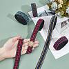BENECREAT 5 Yards 5 Colors Ethnic Style Embroidery Flat Polyester Elastic Flower Jacquard Rubber Cord/Band OCOR-BC0007-69-3