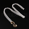 Alloy & Acrylic Imitation Pearl Beaded Elastic Chain Belts WG979C0-14-1