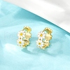 Brass Enamel Hoop Earrings EJEW-S277-01G-1