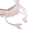 Natural Rose Quartz Round Beaded Stretch Bracelets & Braided Bead Bracelets BJEW-K251-04B-3