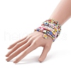 11Pcs 10 Style Synthetic Turquoise(Dyed) & Hematite & Millefiori Glass Stretch Bracelets Set with Word Happy Beaded BJEW-JB08832-3