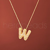 Brass Micro Pave Clear Cubic Zirconia Initial Pendant Necklaces for Women FS-WGDC51D-23-1