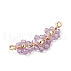 Natural Apatite & Carnelian & Rainbow Moonstone & Amethyst Faceted Round Beaded Curved Connector Charms PALLOY-TA00238-4