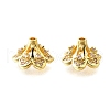 6-Petal Flower Brass Micro Pave Clear Cubic Zirconia Bead Caps KK-V008-32G-2