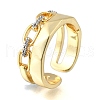 Brass Micro Pave Cubic Zirconia Cuff Rings RJEW-D313-13PG-4