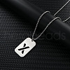 Rectangle with Letter Pattern Hollow Out 201 Stainless Steel Pendant Necklaces FS-WG34D20-27-1