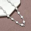 304 Stainless Steel Textured Flower Link Chain Necklaces NJEW-Z084-01P-3