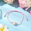 Natural Rose Quartz Braided Bead Bracelets BJEW-MZ00154-01-1