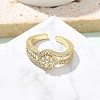 Brass Micro Pave Clear Cubic Zirconia Open Cuff Rings RJEW-G336-02G-2