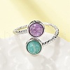 Natural Amethyst & Amazonite Finger Rings RJEW-A068-03P-02-3