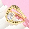 Brass Micro Pave Clear Cubic Zirconia Cuff Rings for Women RJEW-D307-01G-B-5