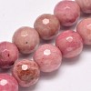 Faceted Natural Rhodonite Round Bead Strands G-M289-02-6mm-1