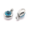 Trendy Original Color 304 Stainless Steel Grade A Rhinestone Flat Round Charm Pendants RB-M030-06E-2