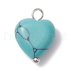 Natural & Synthetic Mixeed Gemstone Heart Charms PALLOY-JF02493-02-3