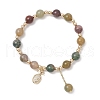 3Pcs Natural Aquamarine & Rose Quartz & Amethyst & Indian Agate & White Jade Imitation Morganite Round Beaded Bracelets BJEW-JB11933-3