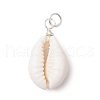 9Pcs Natural Cowrie Shell Pendants PALLOY-JF03700-01-3
