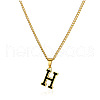 304 Stainless Steel Black Enamel Initial Pendant Twisted Chain Necklaces WG978E8-08-1