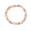 Natural Freshwater Shell Disc Beads Stretch Bracelets for Men Women BJEW-JB11747-2