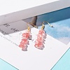 Synthetic Cherry Quartz Glass Chip Beaded Dangle Earrings EJEW-JE04788-12-2