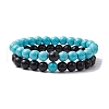 2Pcs 2 Colors Dyed Synthetic Turquoise Beaded Stretch Bracelets for Women Men BJEW-JB11552-3