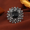 Luxury Vintage Square Alloy Rhinestone Cuff Ring for Women UW1995-3