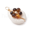 7Pcs 7 Styles Natural Stone Beaded Flower Copper Wire Wrapped Natural Cowrie Shell Pendants PALLOY-JF03440-01-4